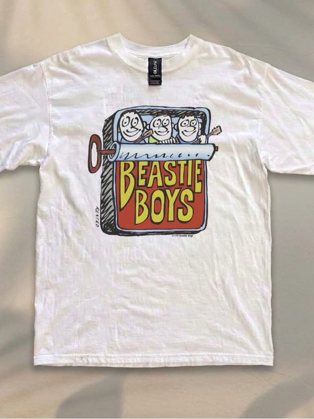 Beastie Boys sardine Tin Graphic T-shirt 90s Hip Hop Rap White Band Tee
